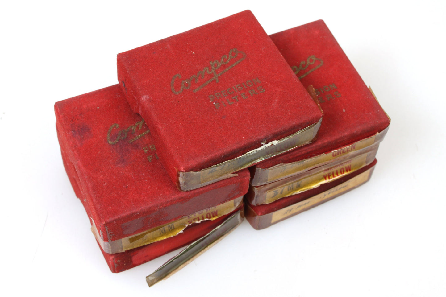Red Velvet Camera Boxes 1950s Lot of 7