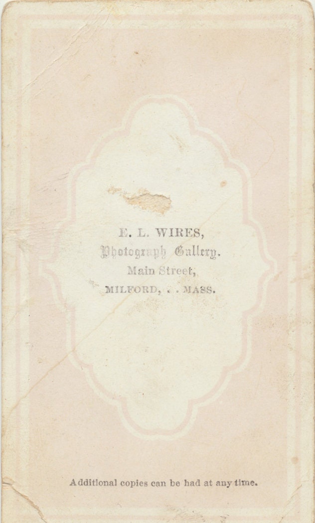 Young Child Perplexed by Large Book. CDV. Milford, Massachusetts, USA.