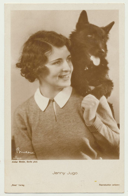 Woman w/ a Dog Barely Fitting on Her Shoulder. 1930. Berlin. Photo Postcard.