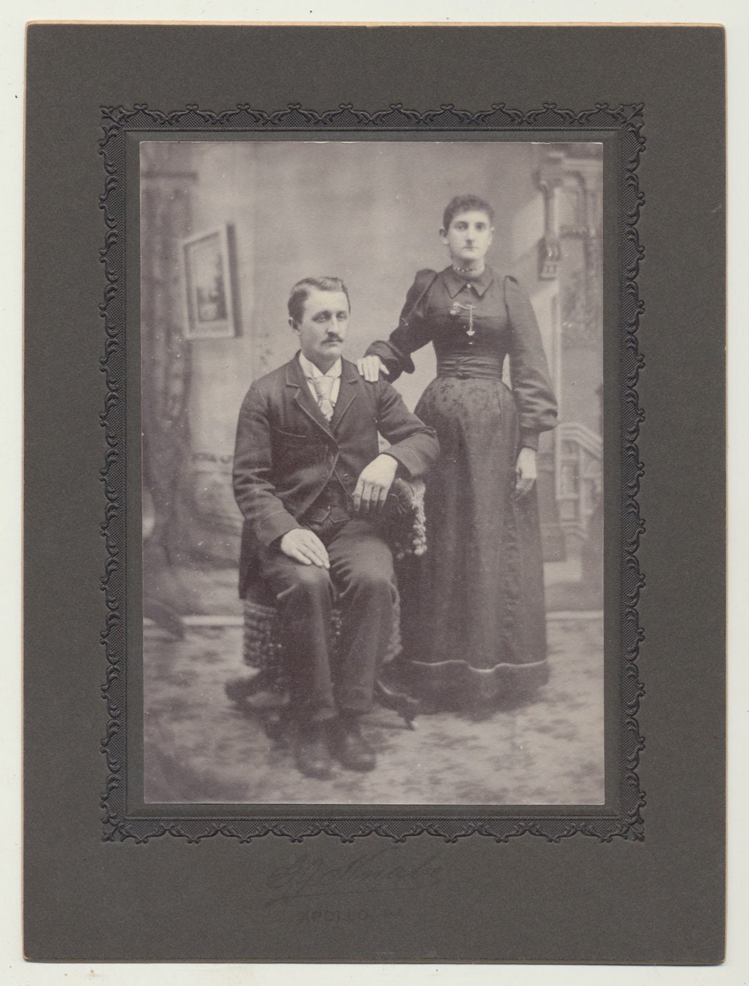 Lot of 10. Photographs of Adults and Families. Various Sizes. Most are Mounted.