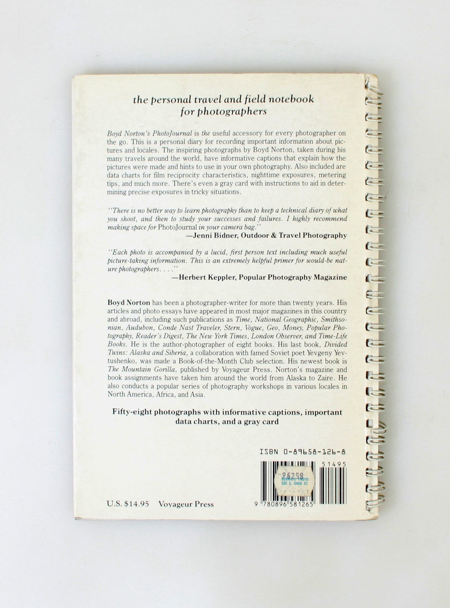 Photographers Feild Notebook by Boyd Nortons 1990