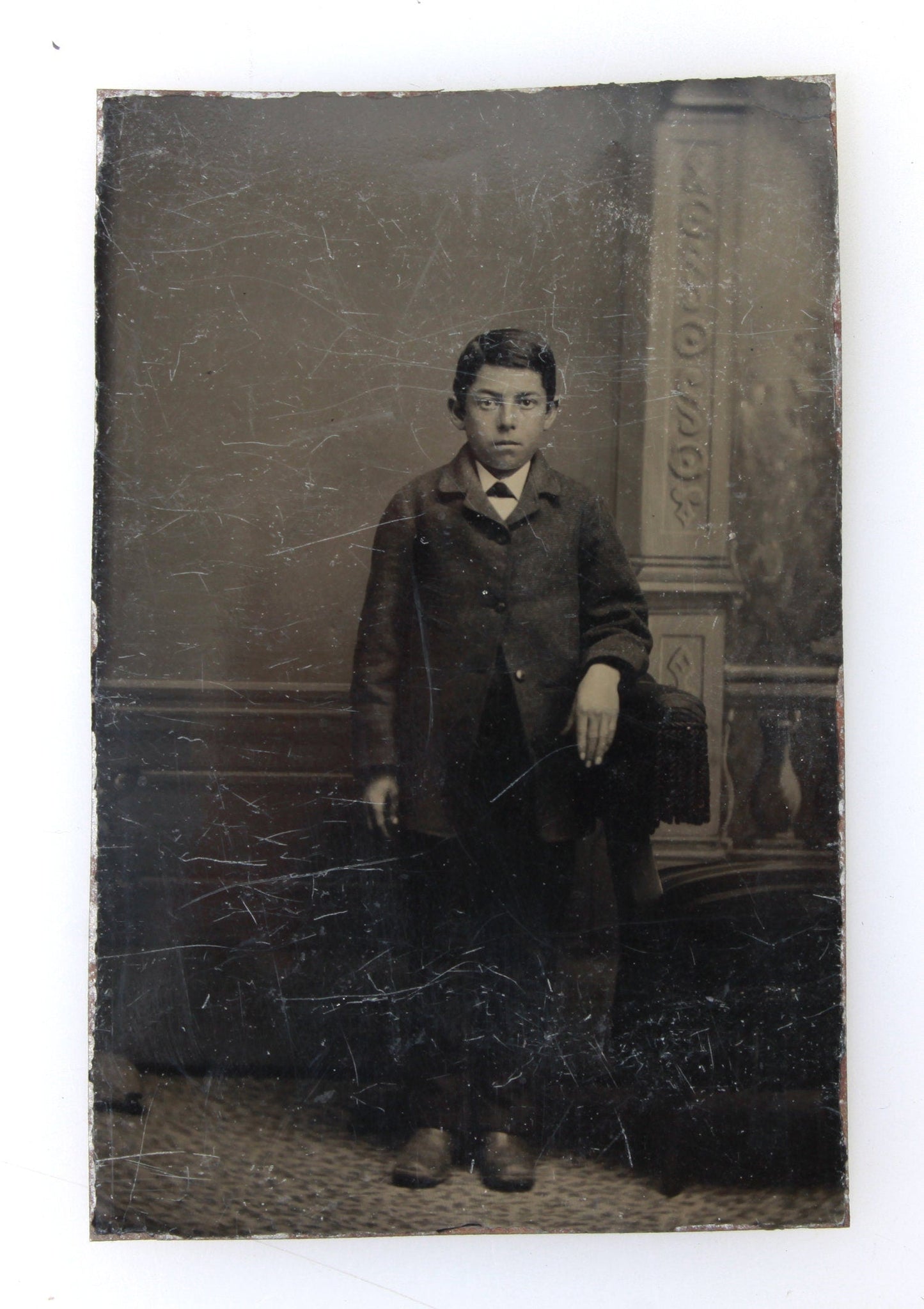 Young Boy with Tightlipped Smile, Antique Tintype