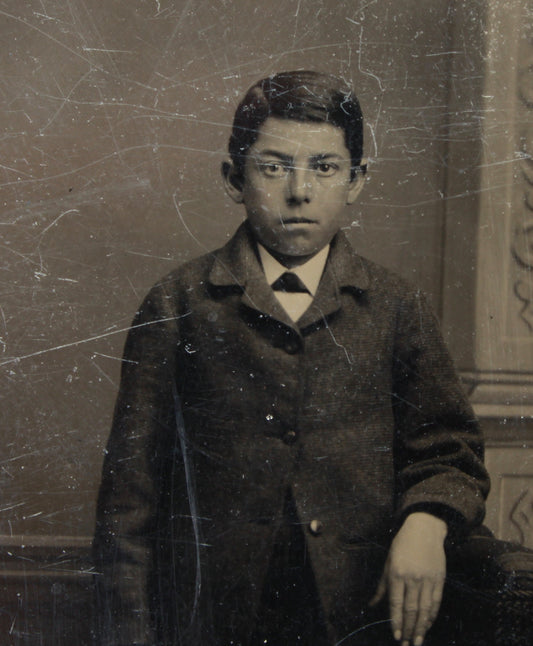 Young Boy with Tightlipped Smile, Antique Tintype
