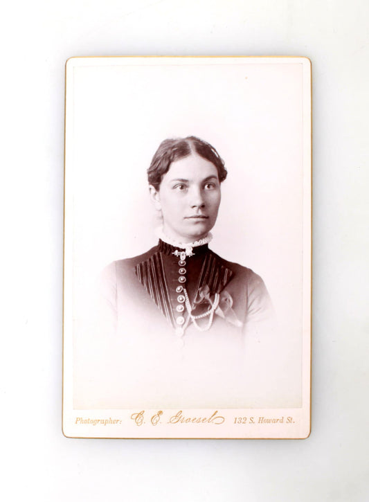 Young Wide Eyed Woman, Antique Cabinet Card