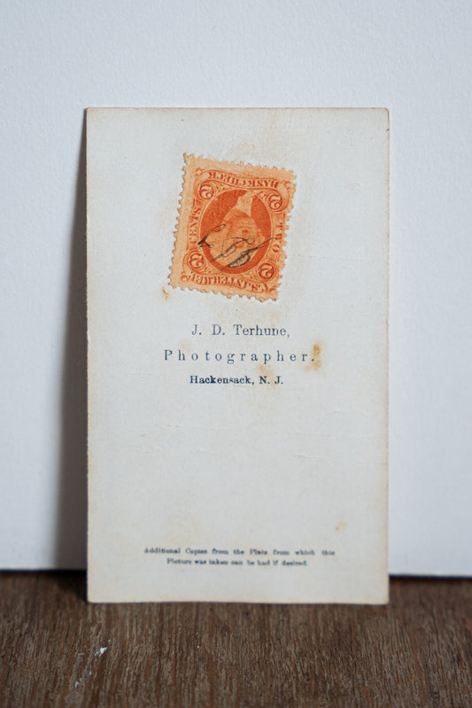 CDV Photograph of Civil War Era Lady w/ Stamp - Hackensack, NJ