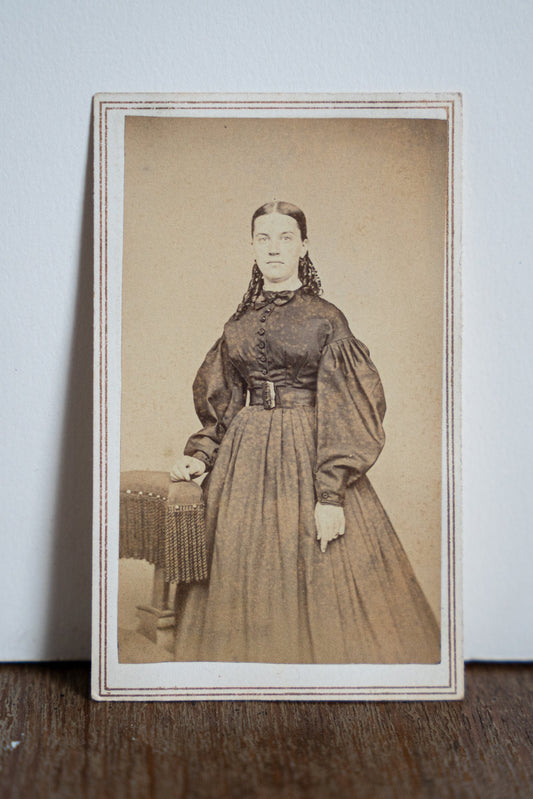 CDV Photograph of Civil War Era Lady w/ Stamp - Hackensack, NJ