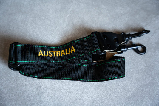 Vintage Black and Green Camera Strap - Branded Australia