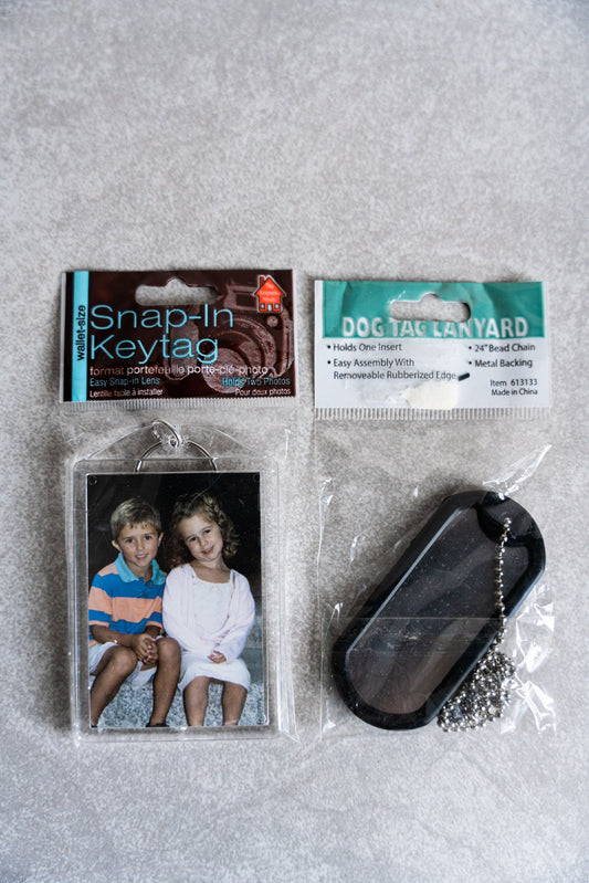 Vintage Wallet Size Snap-In Keytag and Dog Tag Lanyard