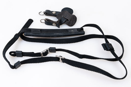 Vintage Black Cloth Minolta Camera Strap w/ Protectors - SRT Series