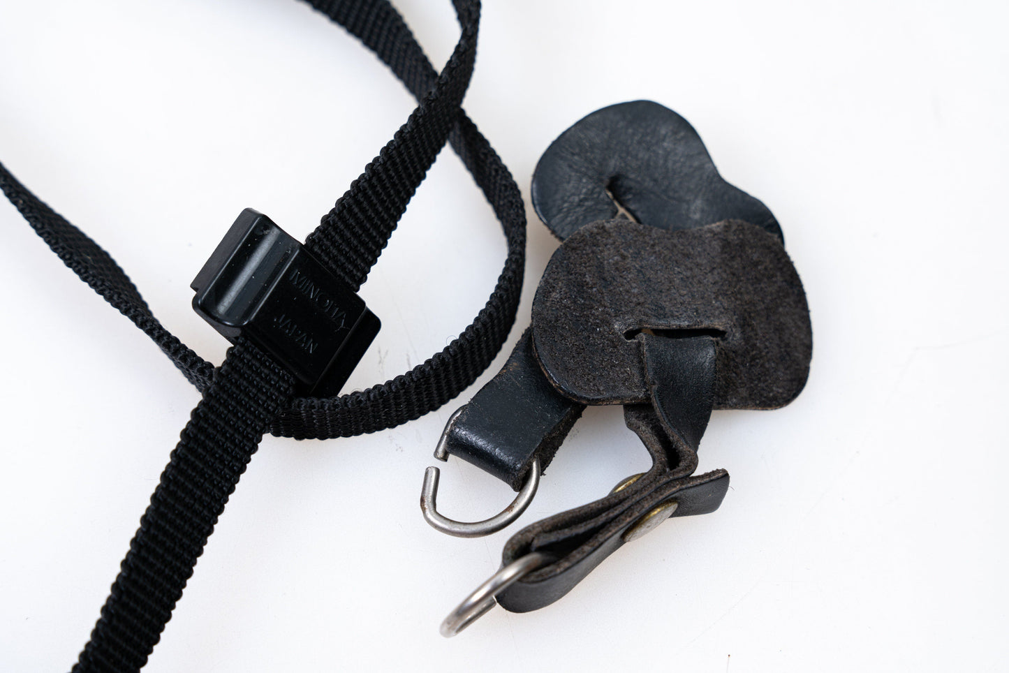 Vintage Black Cloth Minolta Camera Strap w/ Protectors - SRT Series