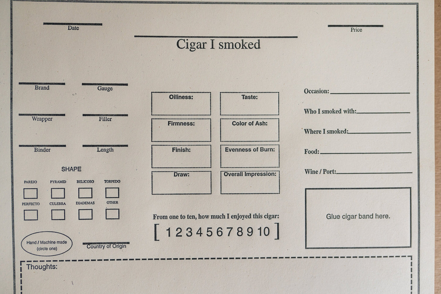Vintage Personal Cigar Journal Loose Leaf Binder Pamela Barsky LA 60 Pages