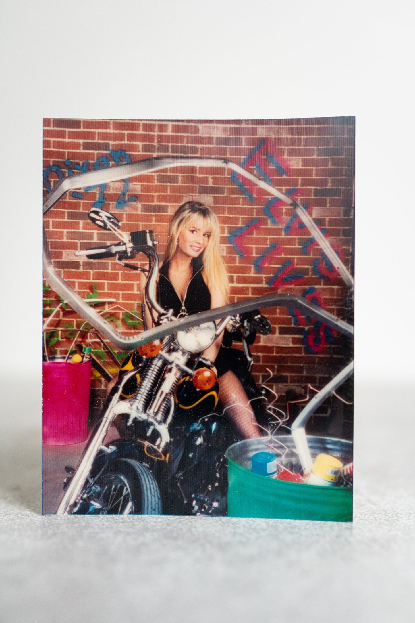 3D Printed Photo of Woman on Motorcycle - Lenticular Print