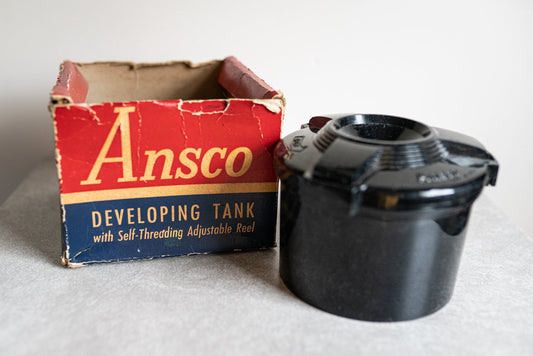 Ansco Developing Tank w/ Self-Threading Adjustable Reel for 35mm and 120 Film