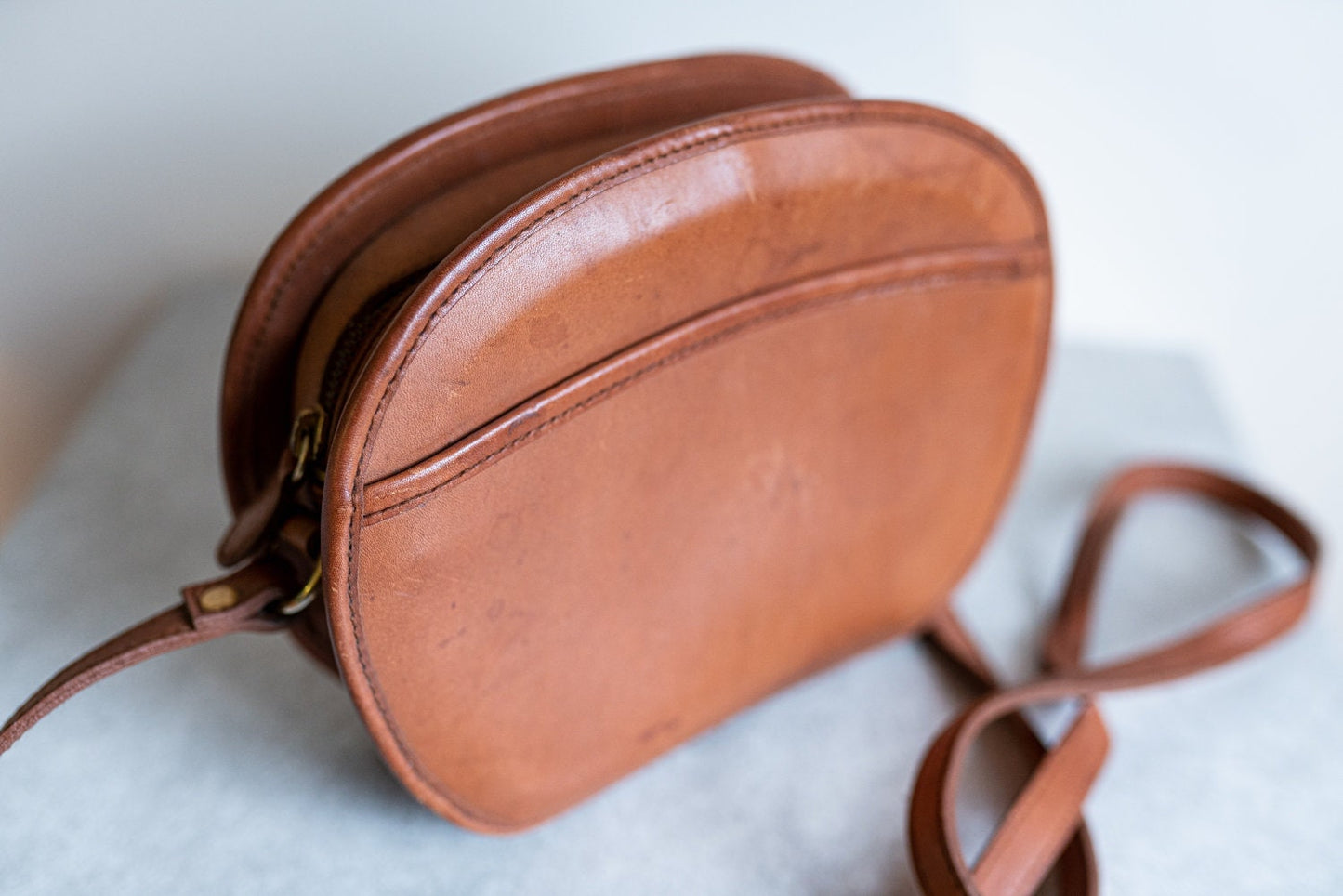 1950s Leather Purse w/ Shoulder Strap and Pockets