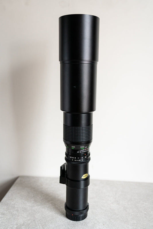 Spiratone 400mm f6.3 T Mount Lens w/ Lens Hood and Minolta MD Adapter