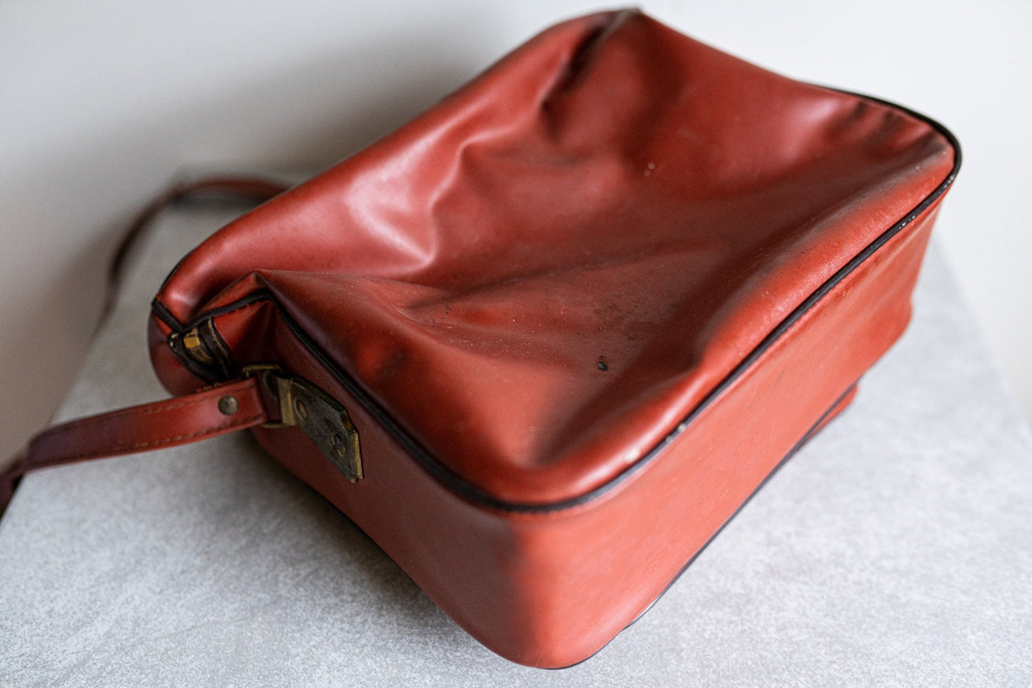 Vintage Reddish Brown Camera Bag w/ Strap - Circa 1960s