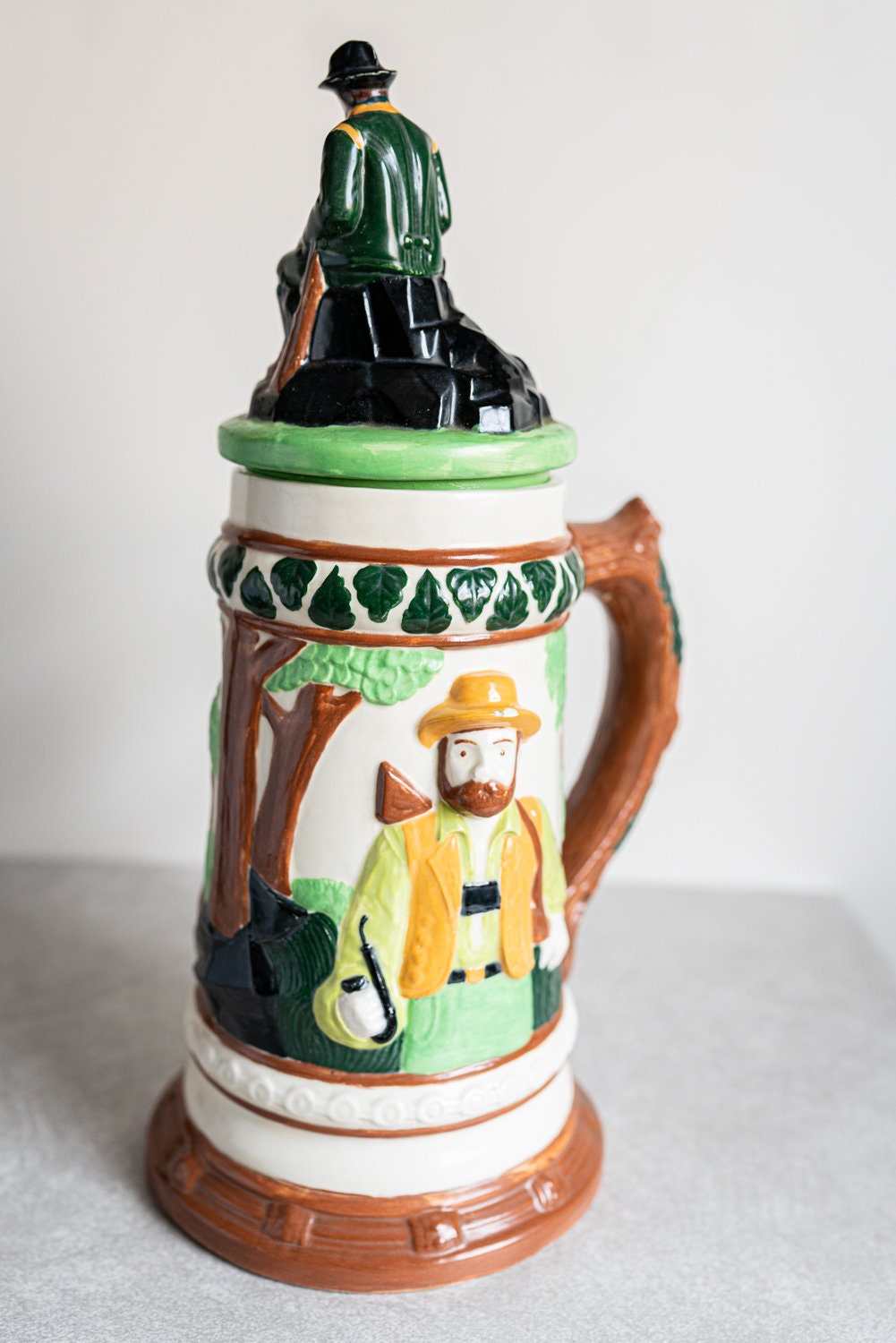 Large Handle Mug w/ Deer, Dog, and Hunter