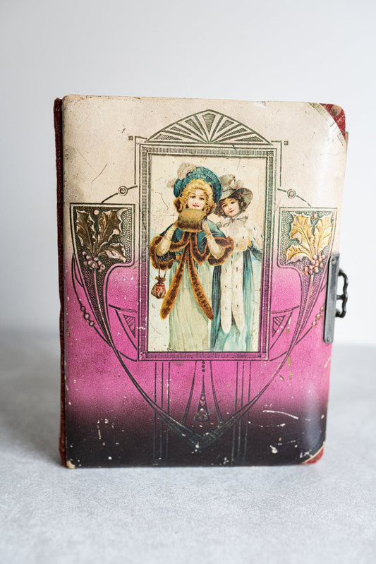 Vintage Photo Album w/ Image of Two People on Front - Circa 1880s