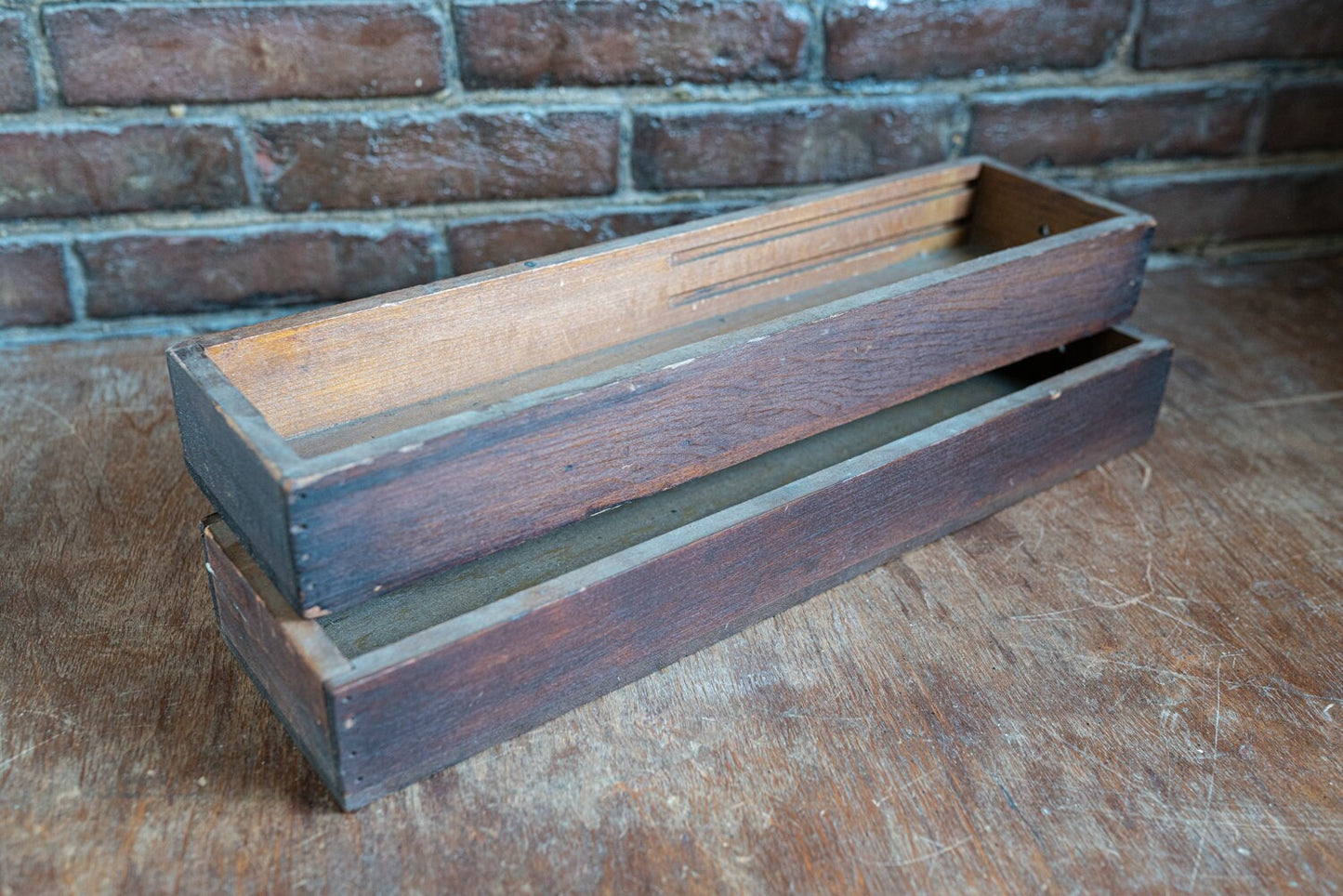 Vintage Wooden Lantern Slide Holders - Set of 2
