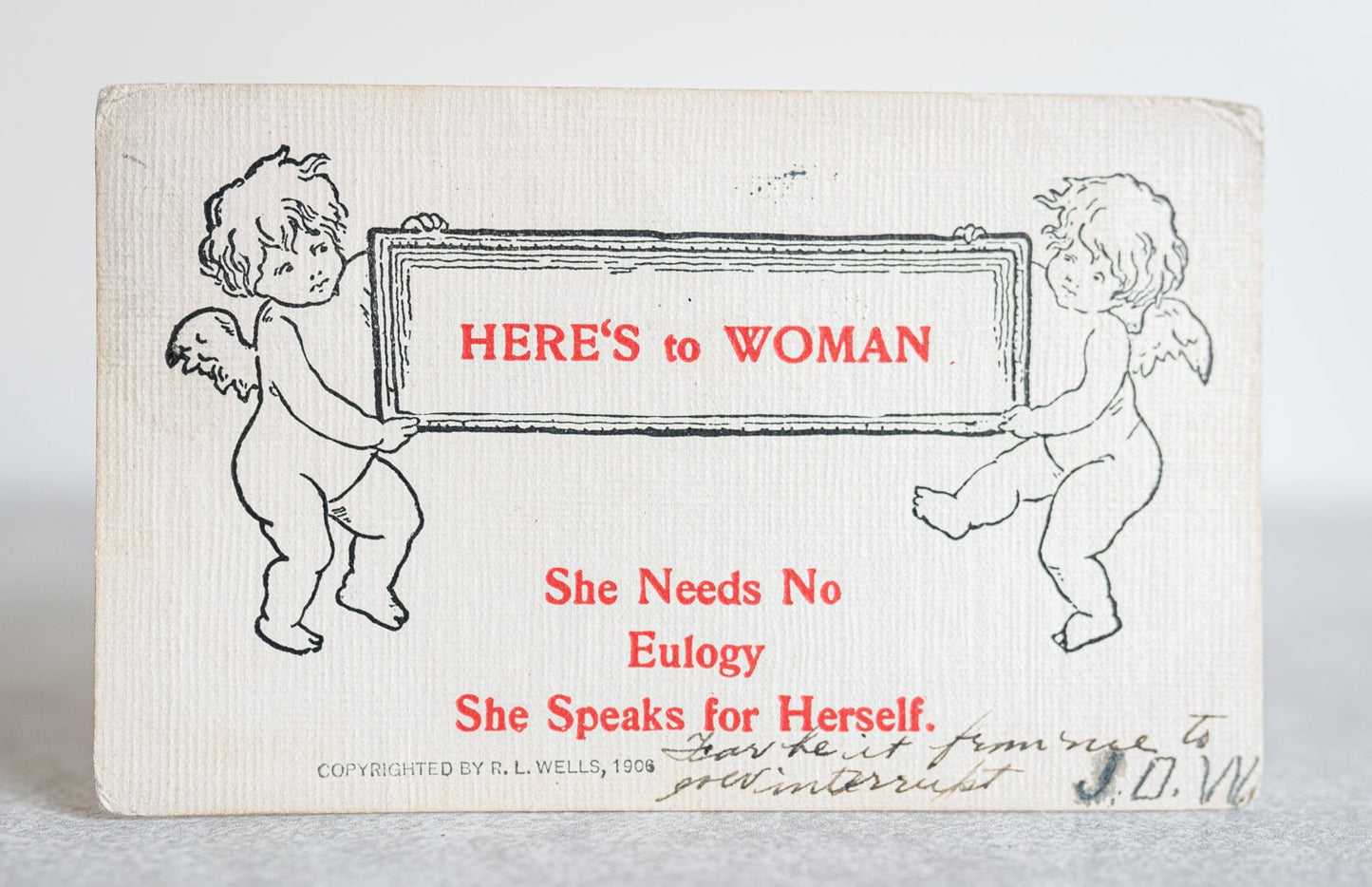 Heres to Woman She Speaks for Herself Vintage Postcard Posted