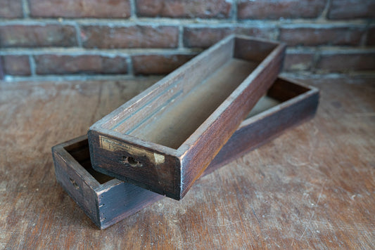 Vintage Wooden Lantern Slide Holders - Set of 2