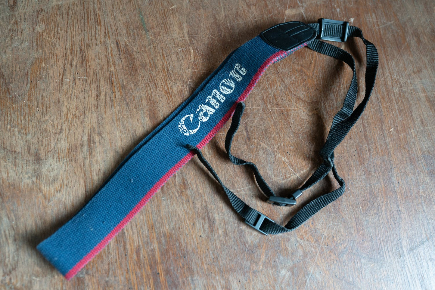 Vintage Blue and Red Canon EOS Camera Strap