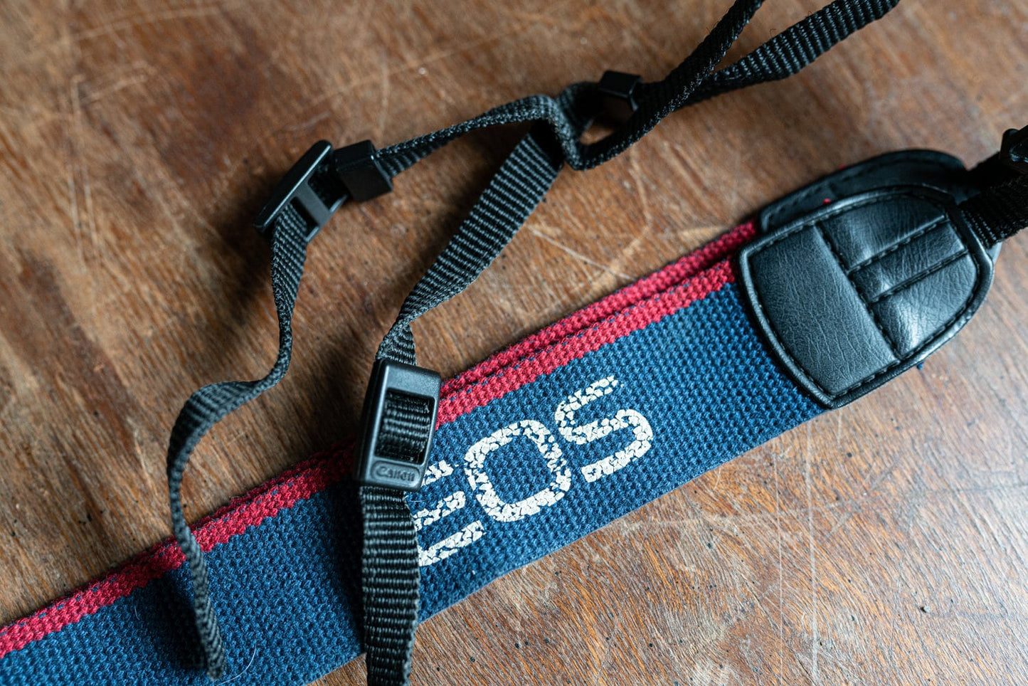 Vintage Blue and Red Canon EOS Camera Strap