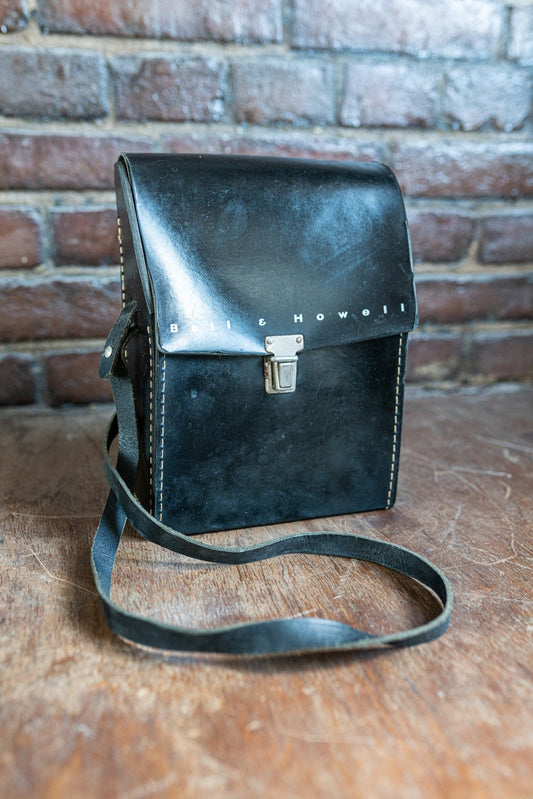 Vintage Black Leather Bell & Howell Camera Case w/ Strap