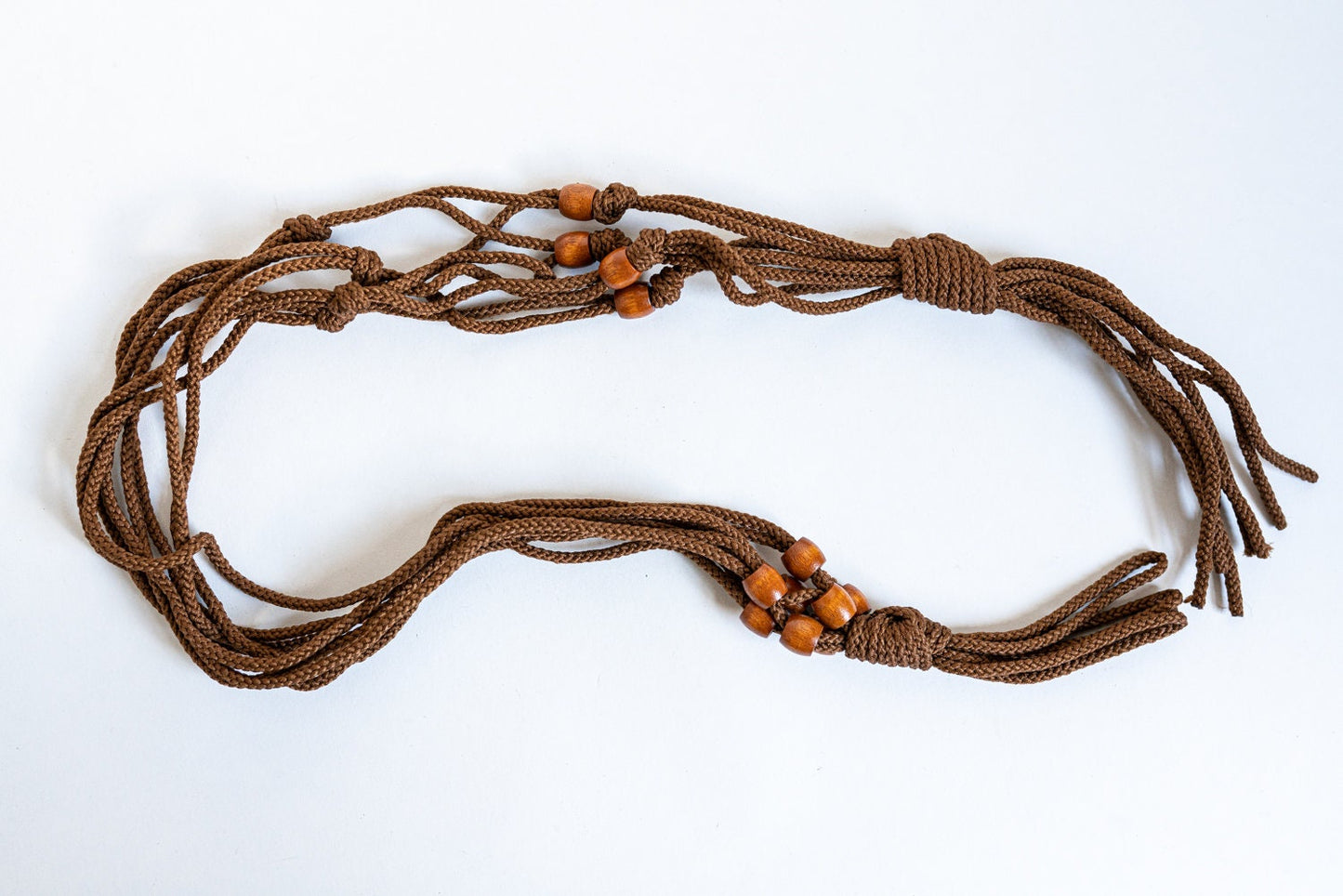 Rust Colored Plant Hanger w/ Wooden Beads