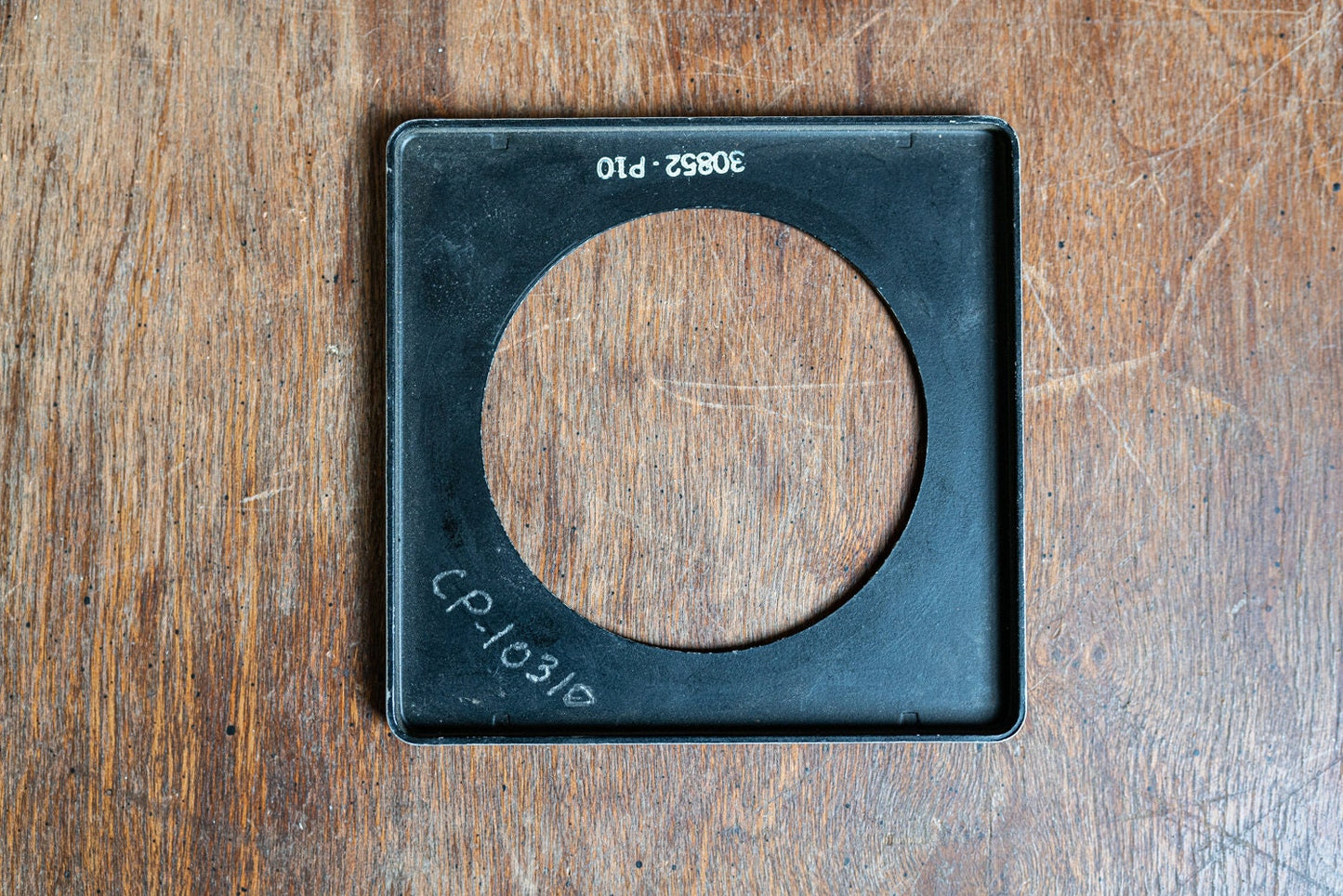Vintage 3 11/16 x 3 5/8 Metal Lens Board w/ 67mm Opening