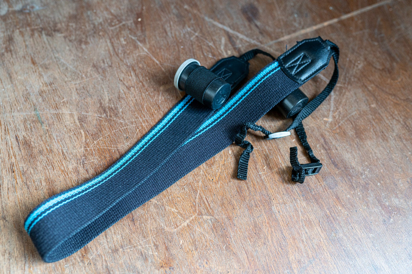 Vintage Black and Blue Camera Strap w/ Two 35mm Film Holders
