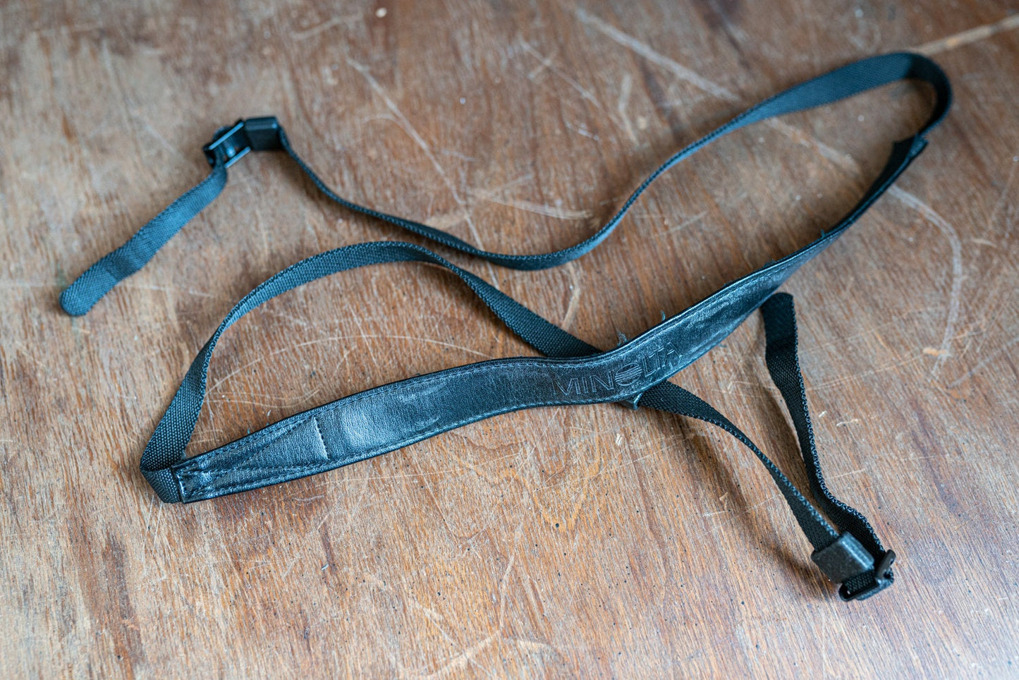 Vintage Black Minolta Maxxum Camera Strap w/ Leather Neck Pad