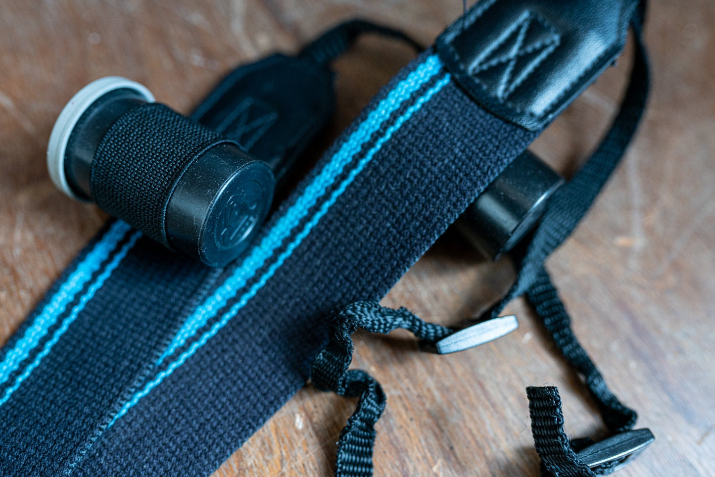 Vintage Black and Blue Camera Strap w/ Two 35mm Film Holders