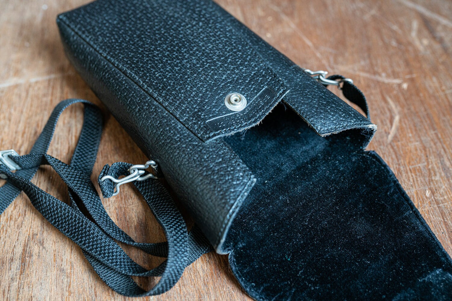 Vintage Black Leather Camera Case w/ Strap