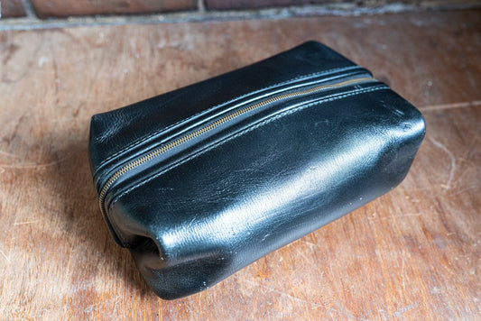 Vintage Black Folding Travel Bag - Yellow Interior - Pop Up Style
