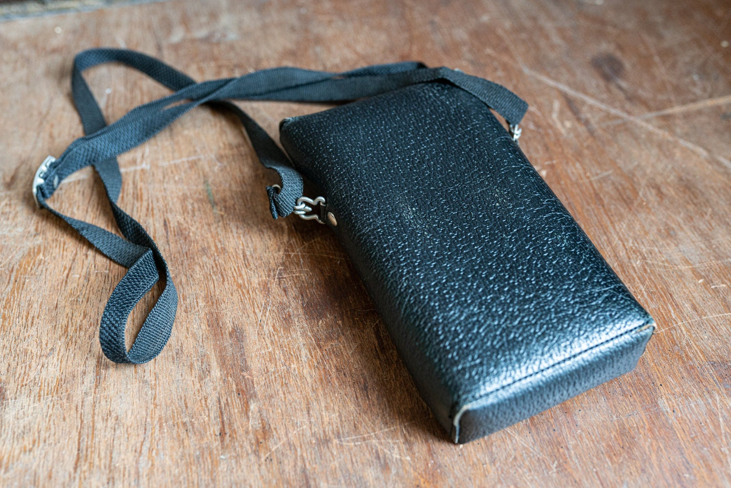 Vintage Black Leather Camera Case w/ Strap