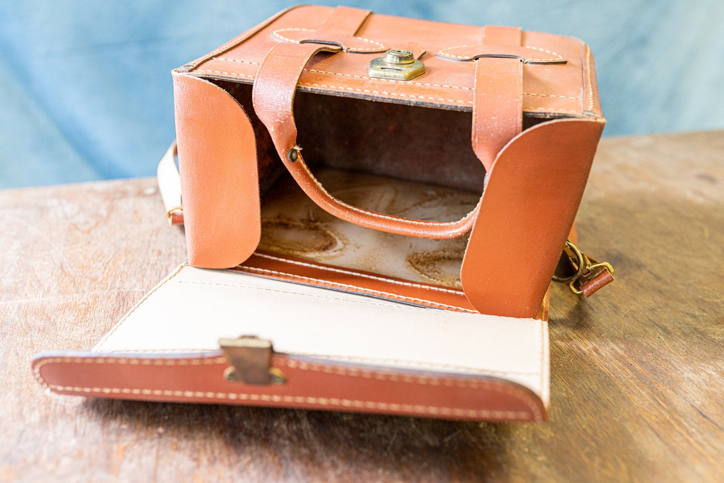 Vintage Brown Leather Camera Bag - Circa 1950s