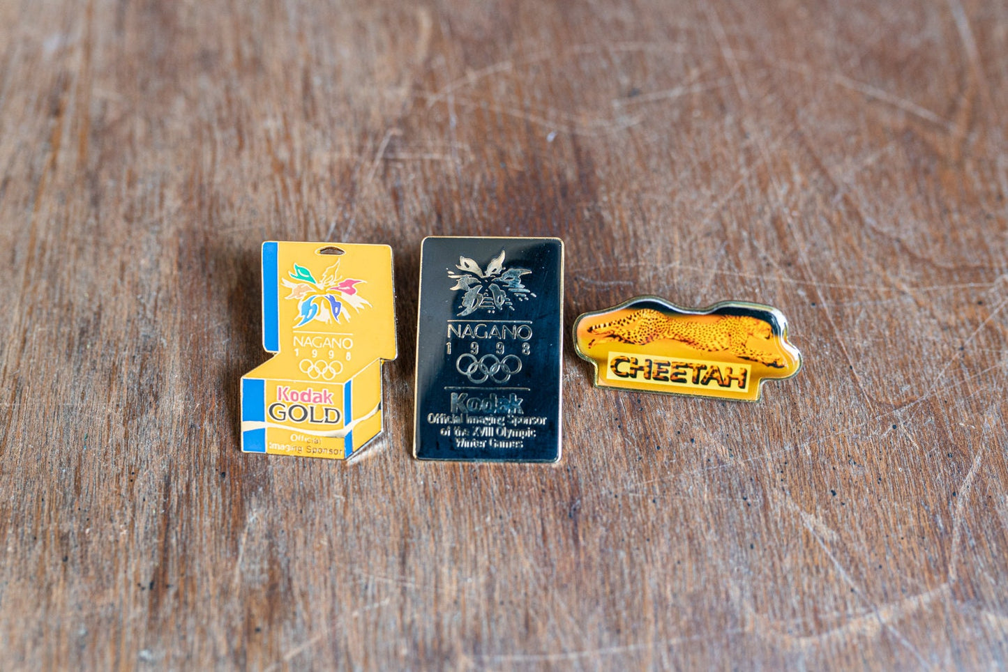 Vintage Pins - Set of 3 - 1998 Winter Olympics x2 and Cheetah