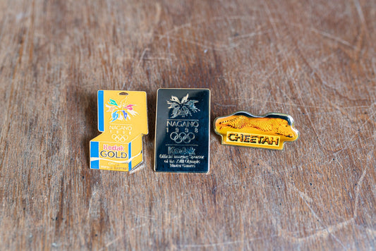 Vintage Pins - Set of 3 - 1998 Winter Olympics x2 and Cheetah