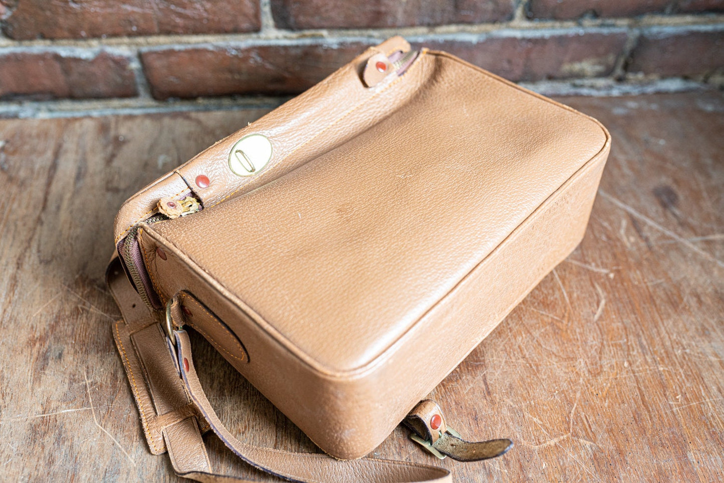 Vintage Brown Leather Camera Bag - Circa 1960's