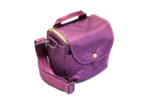 Retro Purple and Tan Padded Camera Case by Hellolulu with Strap
