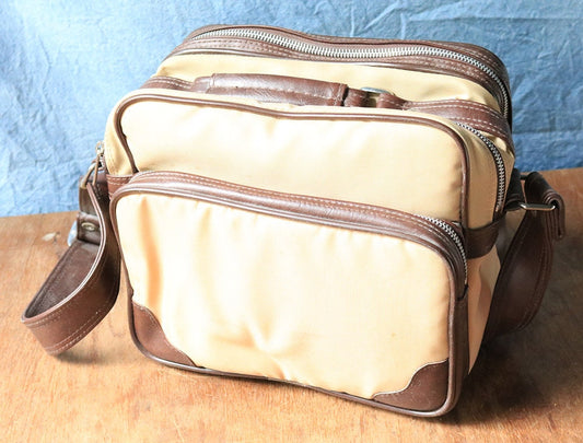 Vintage Camera Case 1960s Brown & Tan