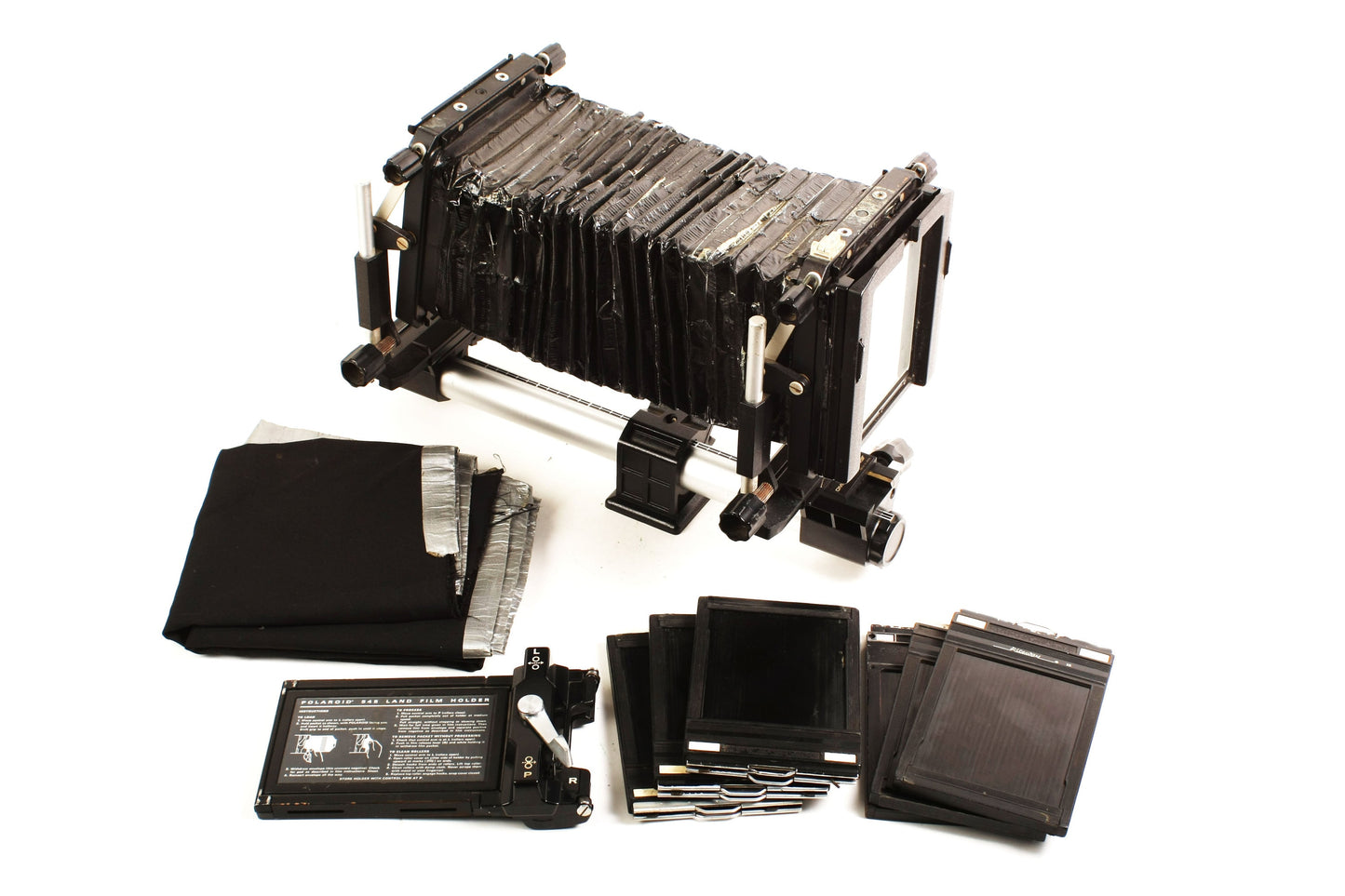 Omega View 45F 4x5 Large Format Camera with Case Film Slides Dark Cloth and Pola