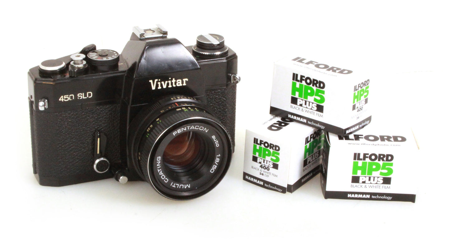 Vivitar 450/SLD 35MM SLR Student Camera With 3 Rolls of B&W Film