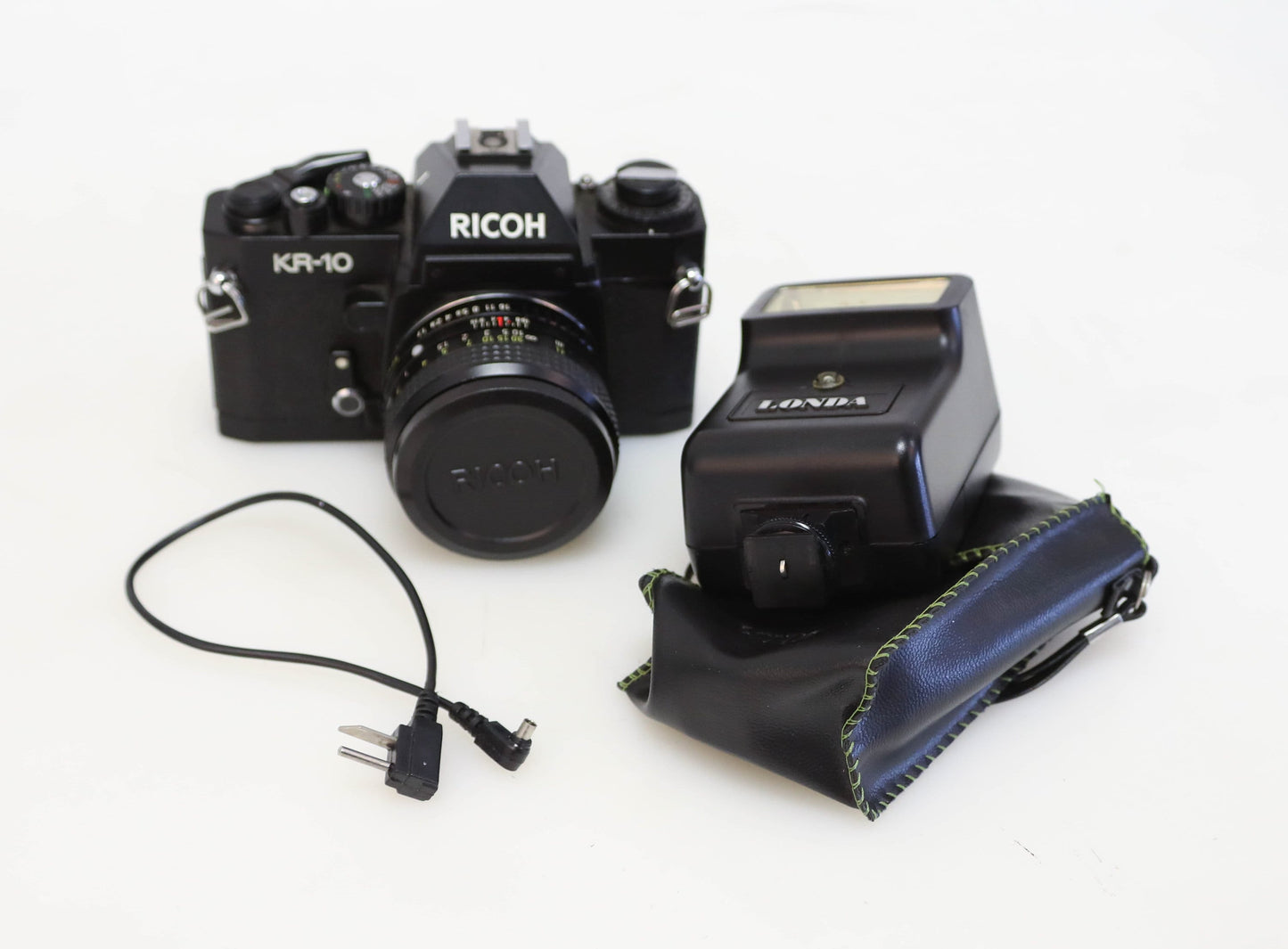 Vintage 35mm Ricoh KR-10 Super Camera with Ricoh 50mm f/1.7 Lens and Londa Flash
