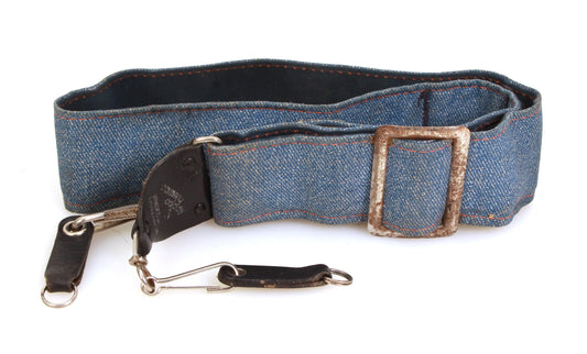 Rustic Denim Wide Camera Strap With Leather Ends