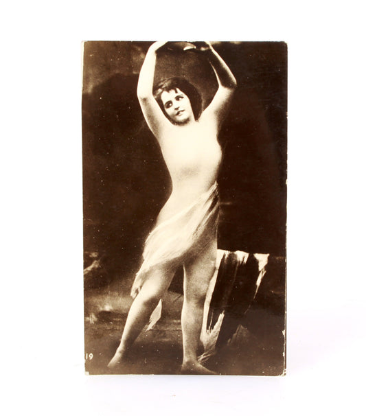 Vintage French Post Card of Graceful Dancing Lady Black & White Photo