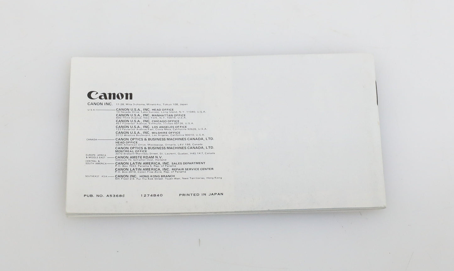 Canon Interchangeable Lenses FD Instruction Manual
