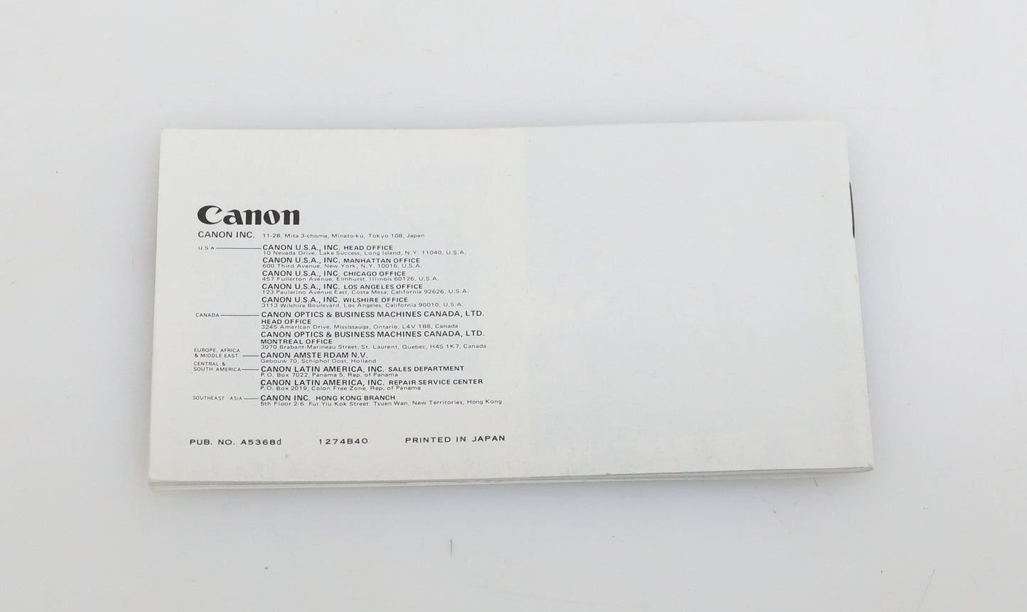 Canon Interchangeable Lenses FD Instruction Manual