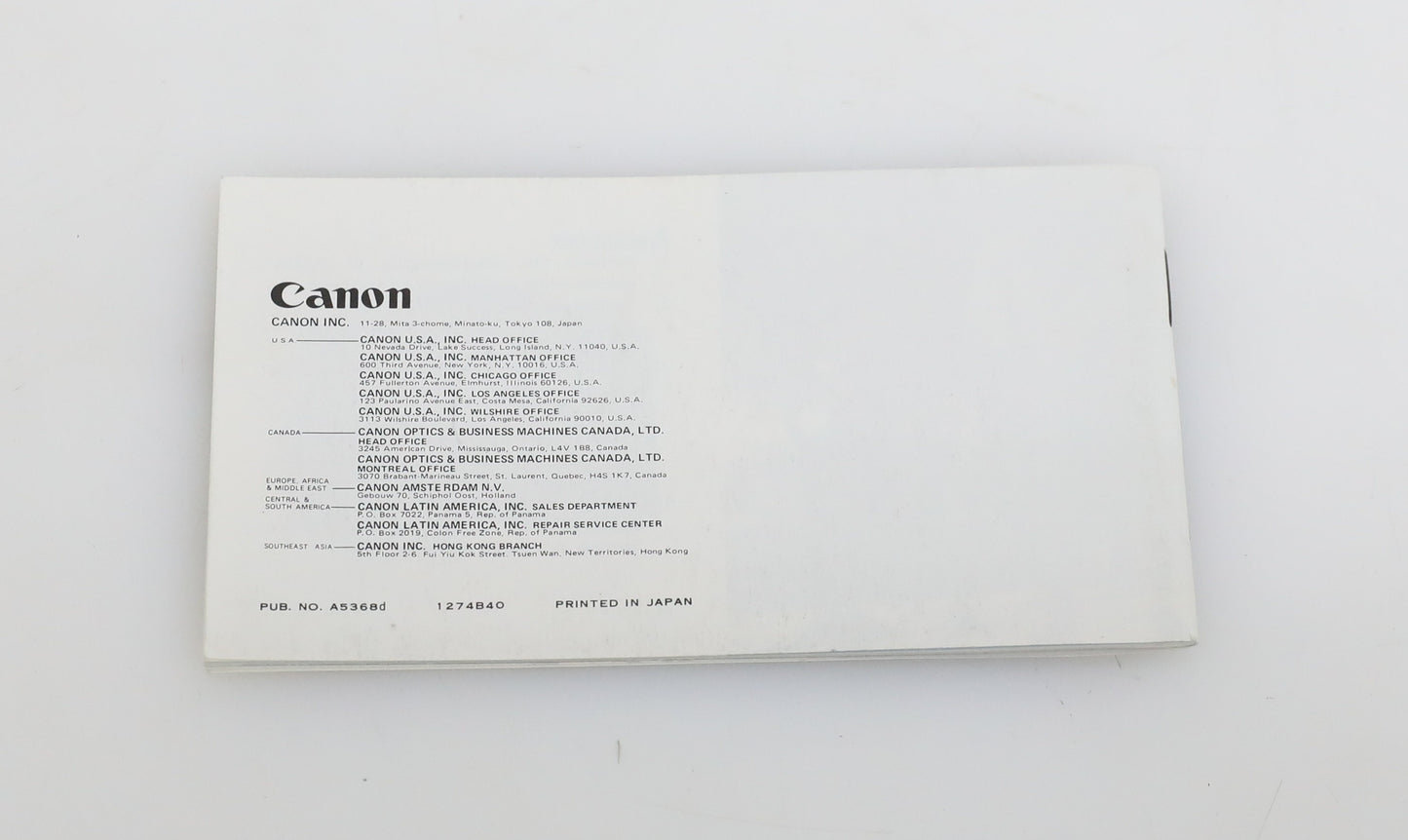 Canon Interchangeable Lenses FD Instruction Manual